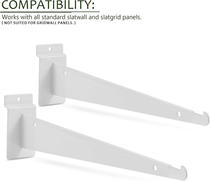 ALISWAT 12Pcs Heavy Duty Slatwall Knife Shelf Bracket, 12 inch Metal Shelf Bracket for Slat Wall, White Slatwall Accessories With Lip, Gridwall Brackets Hooks for Slatwall Panels Shelf Display Home Commercial - Image 3